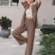 thumbnail image 4 of Camisa de mujer pantalones trajes moda algodón lino pantalones sueltos conjunto ropa de calle para mujer FLhrweasw Nuevo, 4 of 7