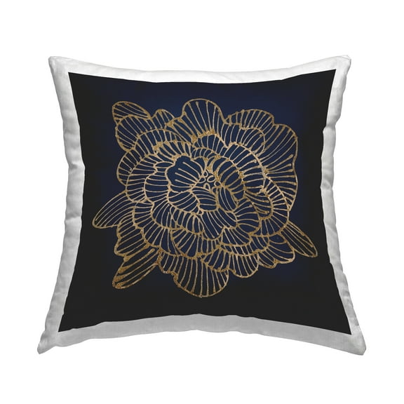 Stupell Industries Contemporary Black Glam Flower Square Decorative Printed Throw Pillow, 18 x 18