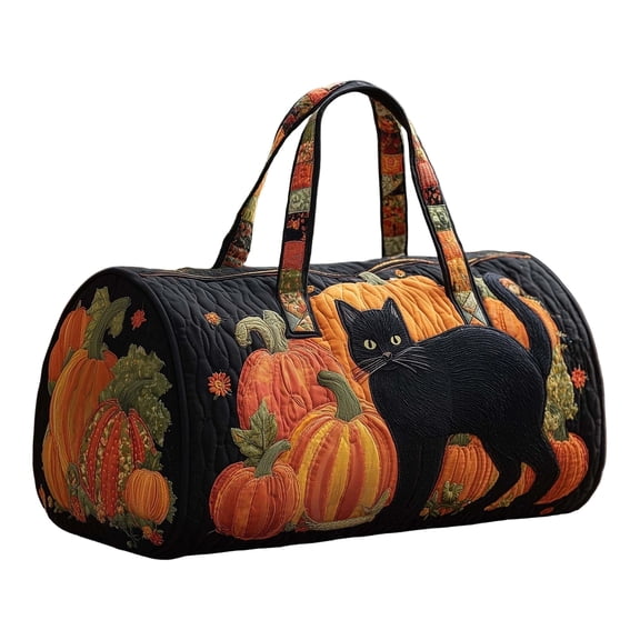 Women's Quilted Weekender Duffel Bag,Foldable Lightweight Travel Tote for Overnight Gym, Halloween Spooky Pattern (18x9 Inches)