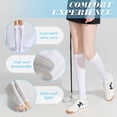 thumbnail image 4 of VEGCOO 4 Pairs Knee High Socks Girls Long School Socks, Back to School Uniform Socks School Socks Girls with Bow, Long Socks Girls Cotton Mid Calf Socks for 8-12 Years, (White), 4 of 7