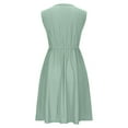 thumbnail image 3 of Women Eyelet Beach Dress: V-Neck Button-Down Sundress with Pockets, Lightweight Knee Length Sleeveless Summer Dress, 3 of 9