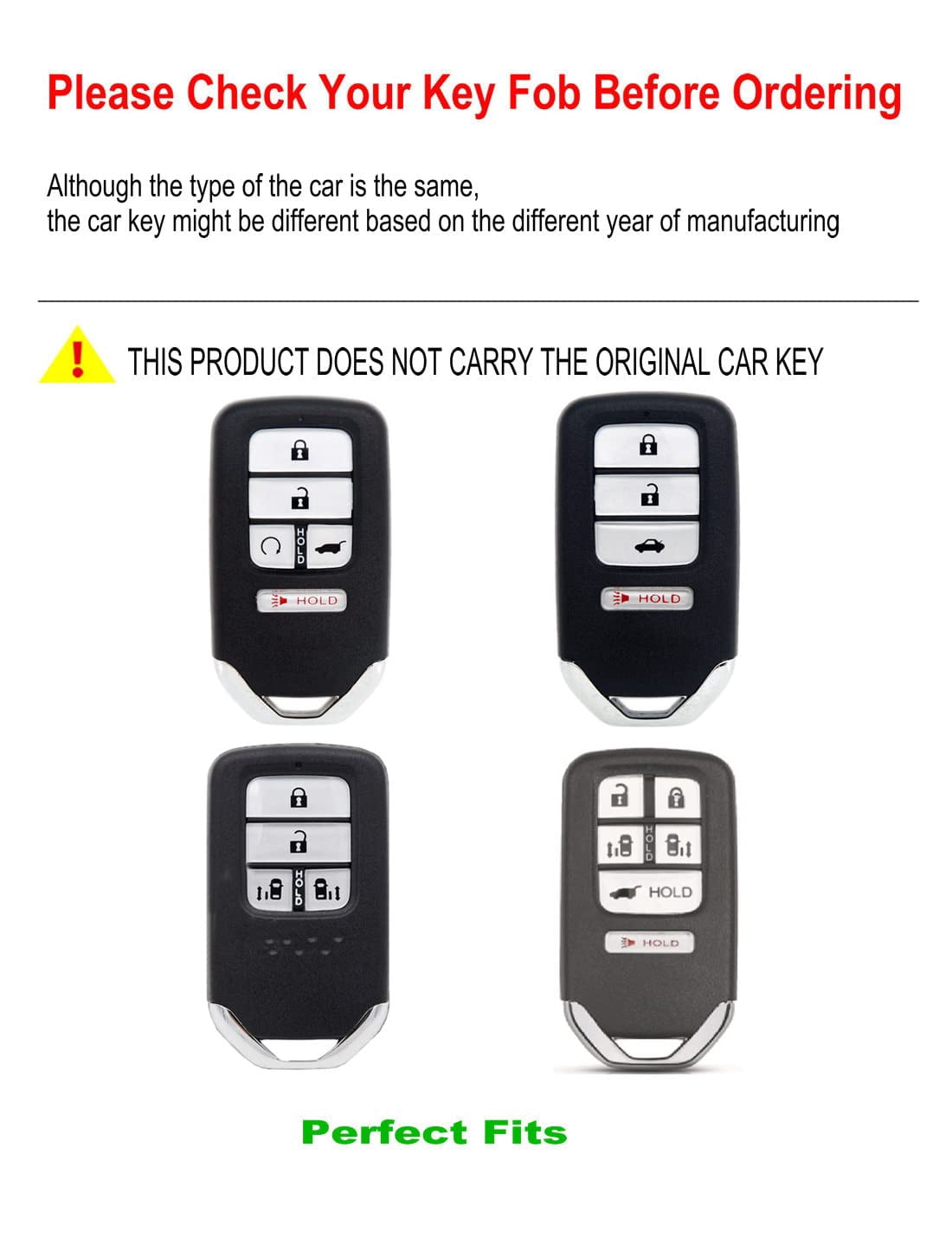 for Honda Key Fob Cover Smart Key Case Holder Compatible for Accord CRV Ridgeline Pilot Civic Odyssey