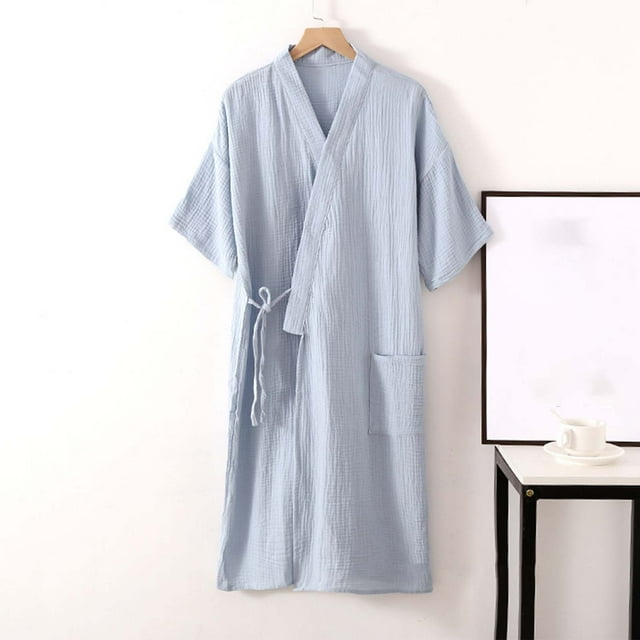 LSLJS Pyjama pour Hommes Peignoir de Mode Robe de Chambre Manches Trois Quarts Pyjama Doux d'Automne Tenue de Nuit Cadeaux pour Femmes