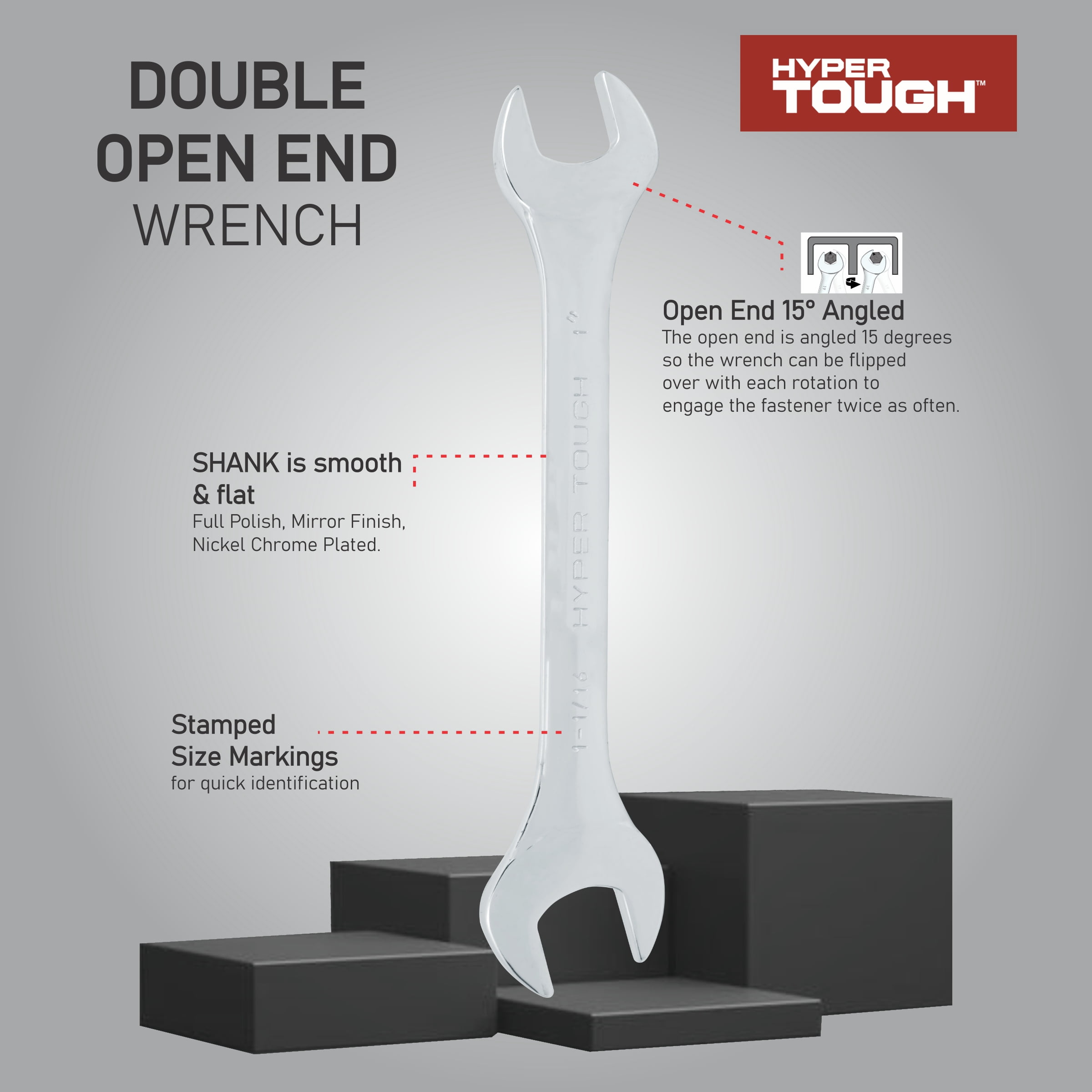 Hyper Tough 8-Piece SAE Double Open End Wrench Set