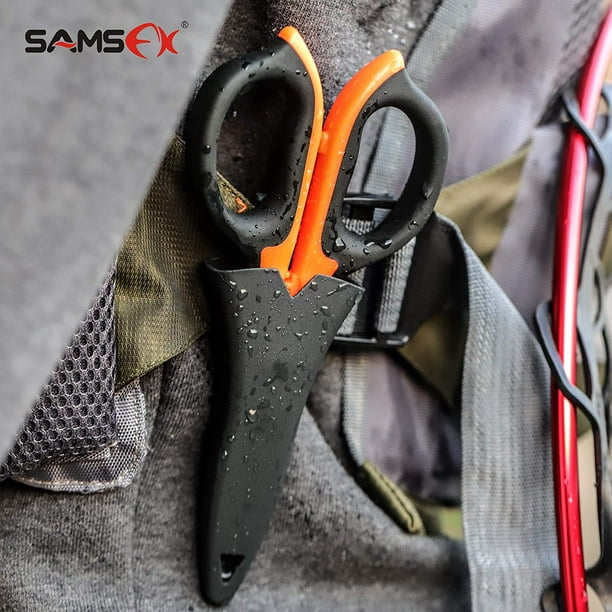 SAMSFX Fishing Heavy Duty Anti-Slip Serrated Edge Scissors Saltwater  Freshwater Braid Scissors Braided Line Cutter 