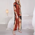 thumbnail image 2 of KLL Silhouette Trumpet Red Art Print Women's Long Sleeve Pajamas with Pants Sleepwear Loungewear 2 Set-Small, 2 of 8