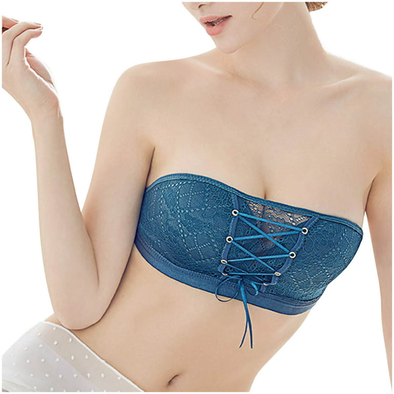 hoksml Women Strapless Bra Stealth Bandage Brassiere Wire Free Top Bra  Everyday Underwear 