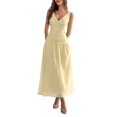 thumbnail image 2 of Women'S Summer Sleeveless Casual Dresses V-Neck Wrinkles Backless Party Dress Yellow XL, 2 of 7