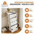 thumbnail image 2 of JIOABL 5-Drawer Fabric Dresser with Metal Frame and Wooden Top TV Stand - Perfect for Clothes, Living Room, Hallway, Entryway, White, 2 of 8