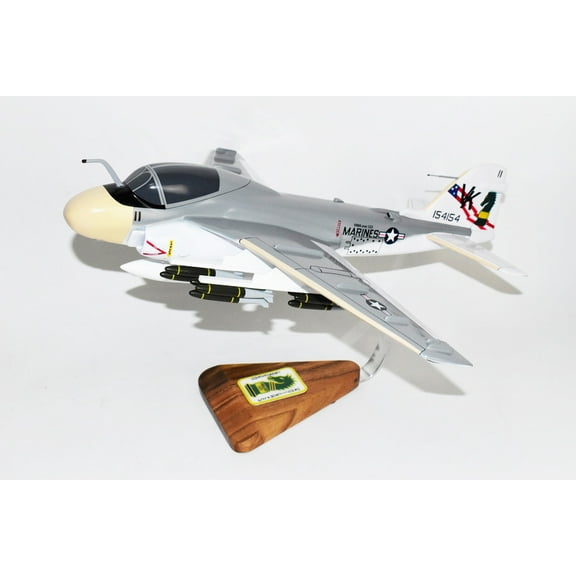 VMA(AW) 121 Green Knights (1976) A-6 Intruder Model, 1/36th Scale, Mahogany, Marines