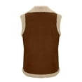thumbnail image 6 of Hvyesh Sherpa Vest Womens Winter Faux Fur Suede Leather Vest Jacket Lapel Collar Sleeveless Jackets Trendy Coat, 6 of 8