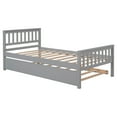 thumbnail image 4 of Twin Size Bed Frame with Trundle, Platform Bed Frame with Headboard and Footboard, Twin Bed with Slats Support for Boys Girls Teens, No Box Spring Needed, 79.73" x 42" x 33.5"H, Grey, 4 of 9