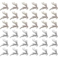 thumbnail image 1 of 1 caja de 32 dijes navideños de renos con micro pavé de circonitas cúbicas. Dije de ciervo dorado y plateado con diseño de animal del bosque e invierno., 1 of 9