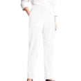 thumbnail image 1 of Pantalones de pana Prolriy para mujer, estilo casual, con personalidad, color liso, cintura elástica, a rayas, pierna recta, color blanco, talla XL., 1 of 4