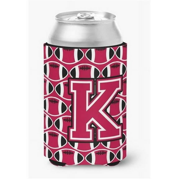 Letter K Football Crimson & White Can or Bottle Hugger
