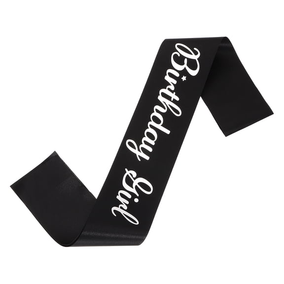 Uxcell Birthday Girls Sash with Pin Silver Sparkle Lettering Party Favors Supplies Decorations Accessories for Women Costume Gifts Sweet Birth Day, Black