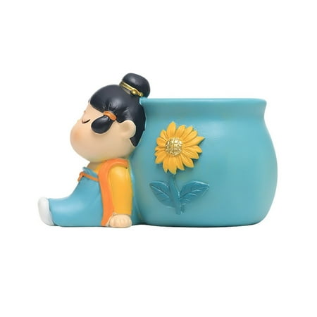 

China Chic Antique Style Tang Dynasty Ladies Pen Holder Desktop Storage Ornaments Office Decoration Ornaments Sunflowers