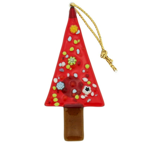 GlassOfVenice Murano Glass Christmas Tree Ornament - Red