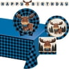 Creative Converting Blue Blue Buffalo Plaid Moose Party Kit, 27 Count