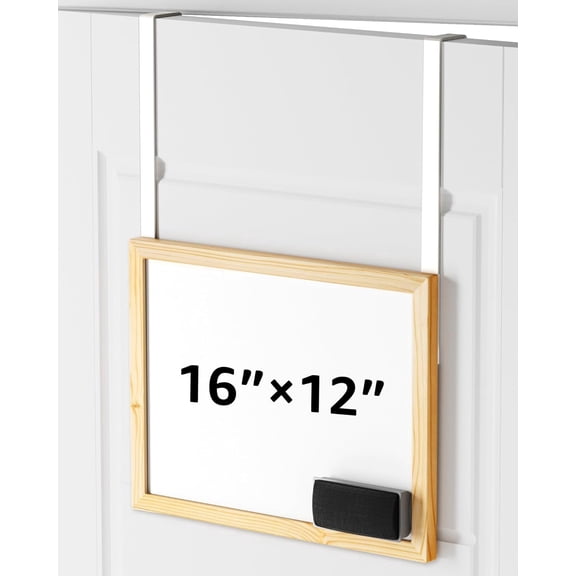 Over the Door Whiteboard, 16"x12" Dry Erase Board with Hanging Hooks, Small Whiteboard for Home, Office, Dorm, No Tools Required