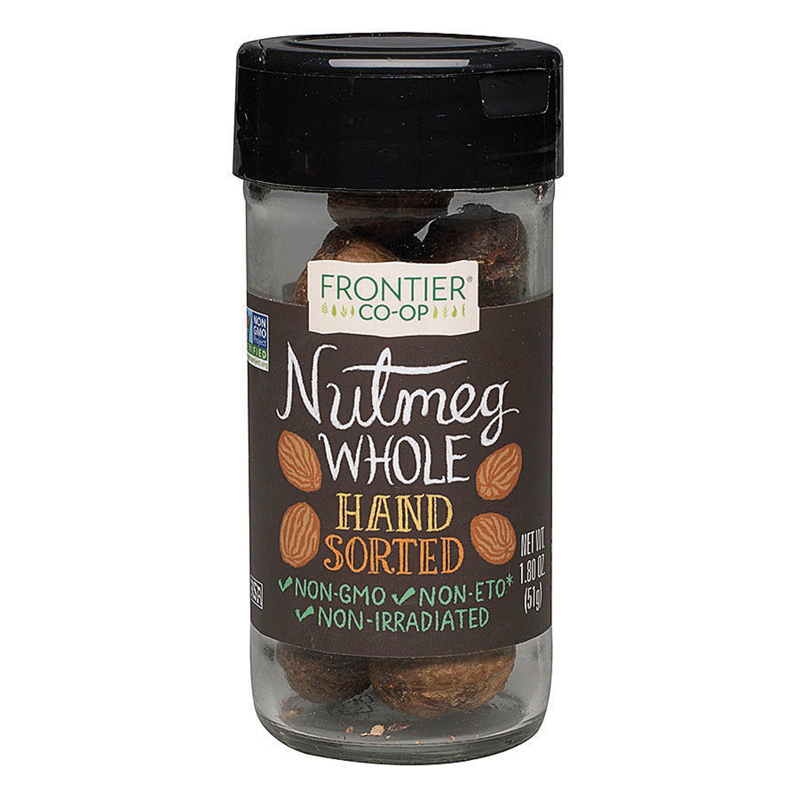 Frontier Herb Nutmeg Whole Hand Sorted Case of 12 1.8 oz. by