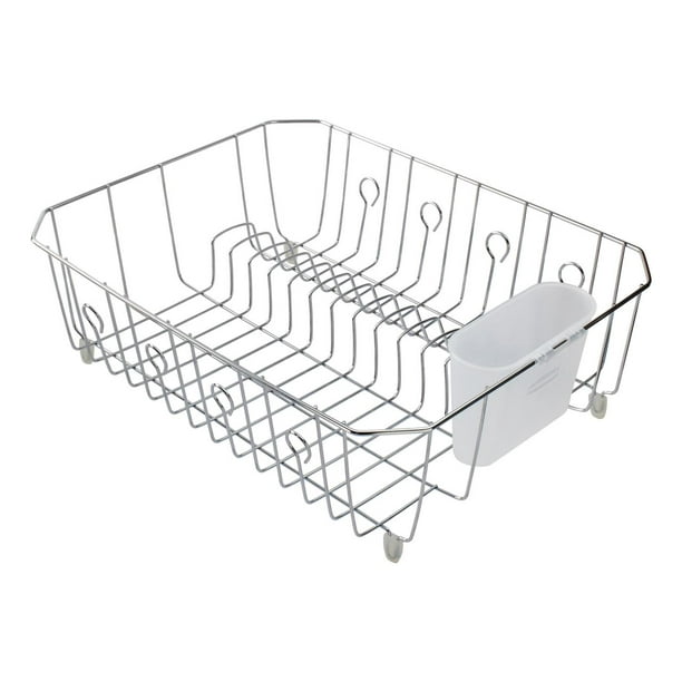 Dish Drying Rack, Rubbermaid Dish Rack with Utensil Holder for Kitchen Countertop, Large, Chrome