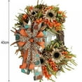 thumbnail image 2 of 40Cm/15.7" Front Door Fall Wreath Decoration With Sunflower, Leopard Text Bow, Harvest Gate Wreath For Fall Or Thanksgiving Decoration, 2 of 4