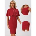 thumbnail image 2 of DARING DIVA Elegant Double Breasted Two Pieces Cape and Dress Sets S Red, 2 of 6