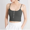 thumbnail image 2 of Camisole Tank with Built in Bra Ribbed Tops for Women Button Square Neck Going Out Spaghetti Strap Cami Undershirt, 2 of 6