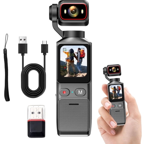 Kepeak 4K WiFi Action Camera, 48MP, 180° Rotating Lens, Electronic Image Stabilization, 1.69-Inch Touch Screen, 2000mAh Battery