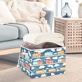 thumbnail image 3 of Yayeee Collapsible Cube Storage Bin with Lid Fabric Closet Decorative Basket with Handles, Blue Cute Train Pattern, 3 of 7
