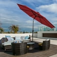 thumbnail image 1 of Gymax 10 ft Patio Table Market Umbrella Yard Outdoor w/ Solar LED Lights Burgundy, 1 of 8