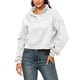 thumbnail image 2 of Sudadera con media cremallera para mujer, sudadera sin capucha de fibra de poliéster transpirable de Color puro, sudaderas informales para oficina, color blanco S, 2 of 6