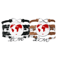 thumbnail image 1 of Corazón rojo Mapa del mundo el día de San Valentín Pulsera pareja de cuerdas de cuero Unbranded M, 1 of 3