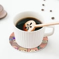 thumbnail image 5 of Lsque Cute Lamas Pattern 4" Drink Coasters Set of 4, PVC Leather Absorbent Coasters, Table Coaster Set Decorative Coffee Cup Coasters Housewarming Gift -Round Shape, 5 of 6