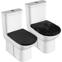 2 Packs Velvet Toilet Lid Covers Bathroom Seat Covers Machine Washable Dustproof Non Slip Fits Round Elongated Oblong Toilet Lids for Home Washroom Decor Accessories 14.96x11.41 Inch Black Black