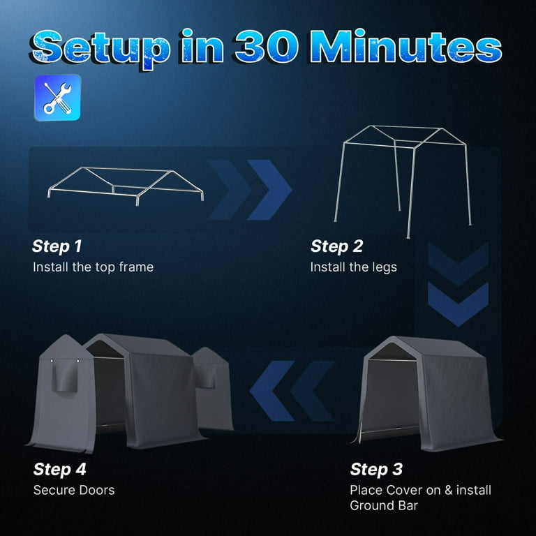 ADVANCE OUTDOOR 6x8 ft Outdoor Storage Shelter Shed with 2 Roll up