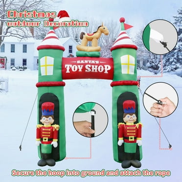 JJ JUJIN 12FT Inflatable Christmas Archway with LED Lights,Blow Up Colorful Holiday Lawn Yard Inflatable Christmas Archway with Santa