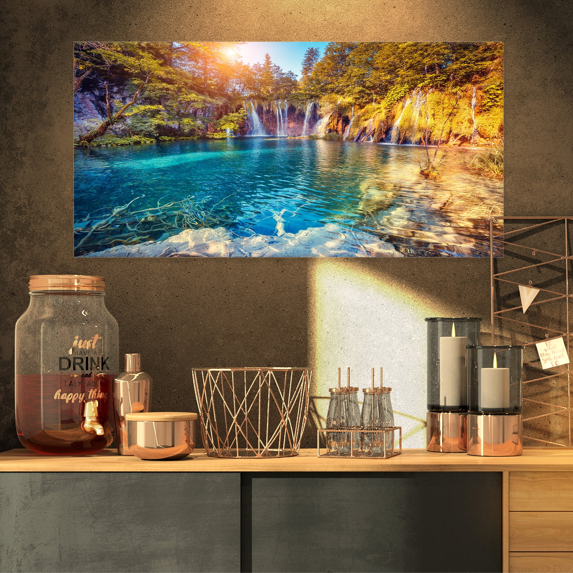Designart 'Turquoise Water and Sunny Beams ' Landscape Photography Canvas Print