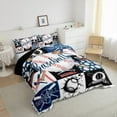 thumbnail image 3 of jejeloiu Baseball Sport Lovers Full Size Comforter Sets,Boys Ball Game Bedding Comforter Set,Patchwork Geometric Plaid Bedding Sets For Girls Boys,Ultra Soft Home Decor Reversible,3pcs, 3 of 8
