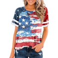 thumbnail image 1 of WZXFASHION Hauts pour Femmes Mode Manches 3/4 Col Rond Chemises Décontractées Imprimé Tendance Blouses Plissées T-Shirts Offres du Jour Liquidation T-shirt Manches Courtes pour Femmes, 1 of 5