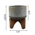 thumbnail image 5 of Flora Bunda Mid Century 7 inch Lava Ceramic on Wood Stand, Blue, 5 of 5