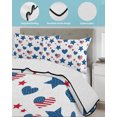 thumbnail image 3 of Quilt King Size Bedding Set, Independence Day Reversible Summer Quilt 3 Pieces, 250 Anniversary Blue Red Modern Lightweight Bedspreads Coverlets with 2 Pillow Shams for All Seasons, 3 of 5