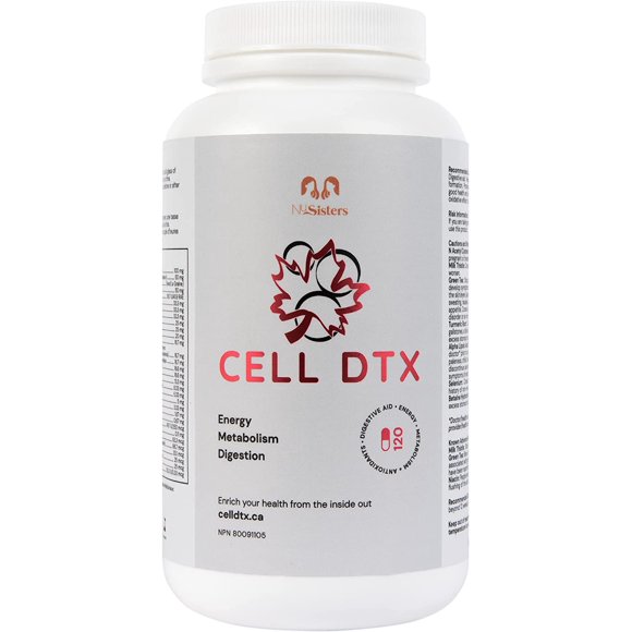 Immediate Sustained Energy, Mental Clarity, Focus, Healthy Digestion, Natural Antioxidants, Stronger Immune System - CELL DTX (120 capsules) - Health Canada Licensed NPN #80091105