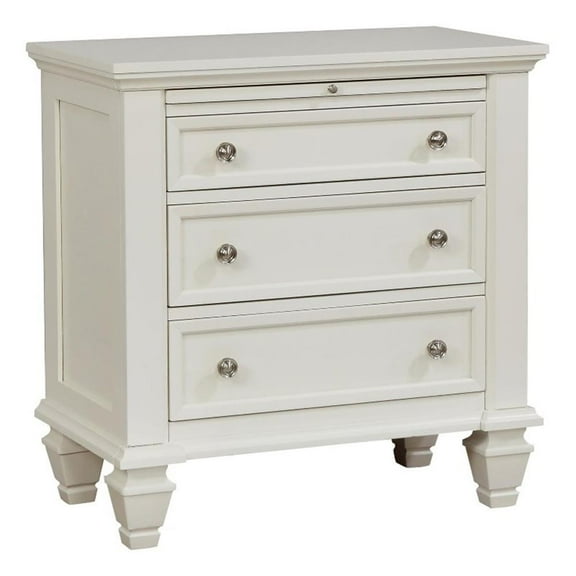 Kingfisher Lane Coastal 3-Drawer Wood Nightstand in White Finish