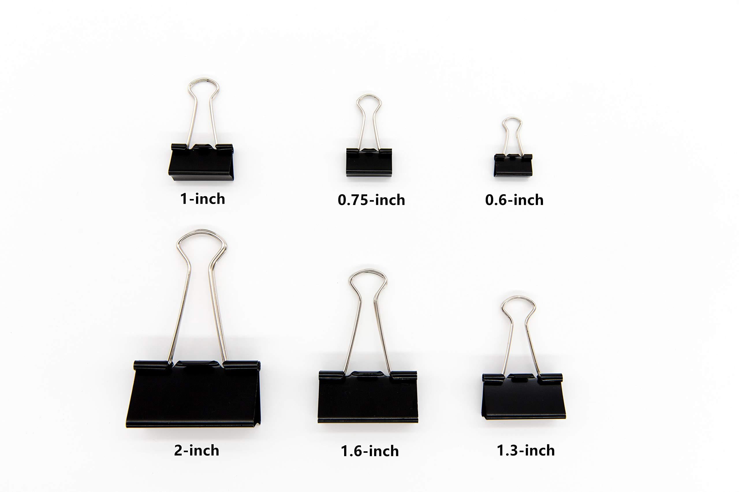 School Binder Clips Metal Paper Clamps Black Binder Clips Assorted 6 Sizes，125Pcs ，Extra Large，Large，Medium，Small，Mini，Micro for Office Home 