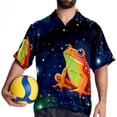 thumbnail image 4 of Starry Sky Frog Men's Button Down Casual Hawaiian Print Short Sleeve Summer Beach Shirt, 4 of 6