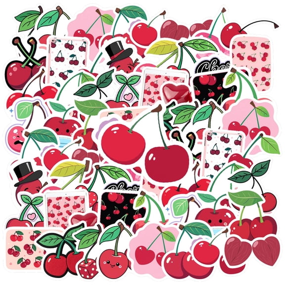 35pcs Cherry Stickers Kids Fruit Stickers Cute Waterproof Graffiti for Luggage Phone Laptop