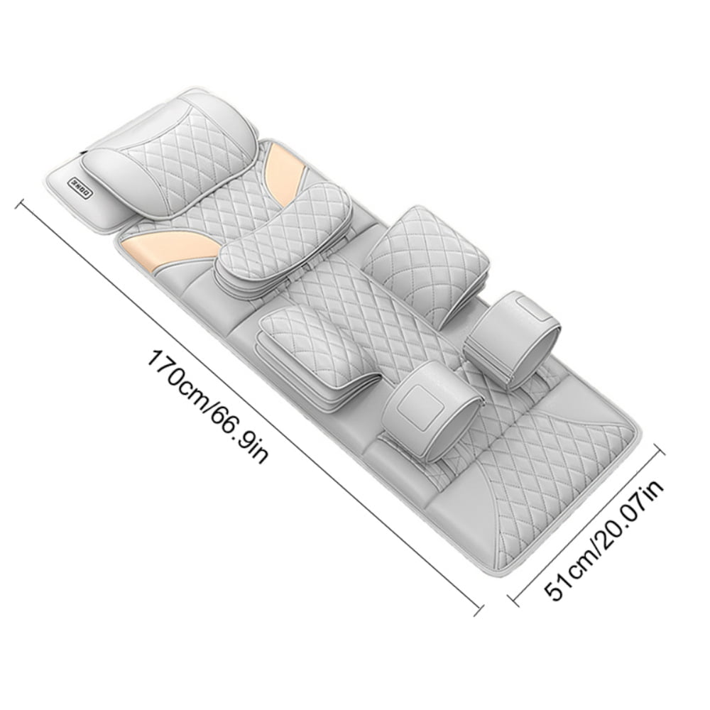 Foldable Full Body Massage Mat with Heat & Timer & Remote & Airbag, 4 Zone Shiatsu Vibration Massage Pad with Removable Neck Pillow for Home & Office