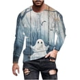 thumbnail image 2 of WAENQINLA Halloween Costomes Men Casual Long Sleeve Sweatshirts Crewneck Halloween Shirts Cute Ghost Print Party Holiday Shirt, 2 of 5